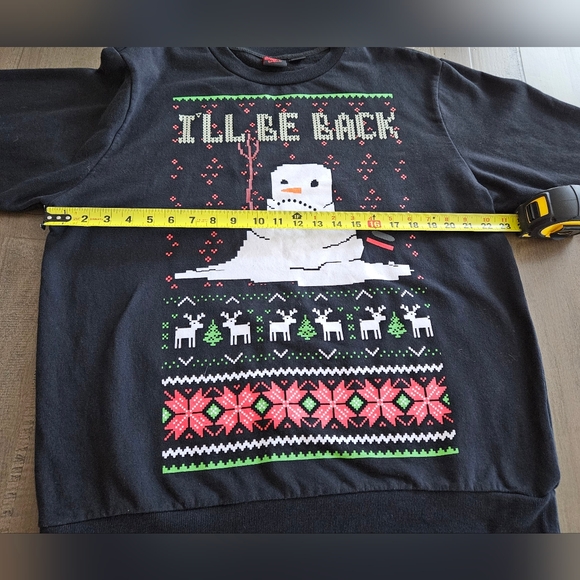 Mad Engine Mens Sweatshirt Ugly Christmas Black Snowman Long Sleeve Size Large - Picture 5 of 6